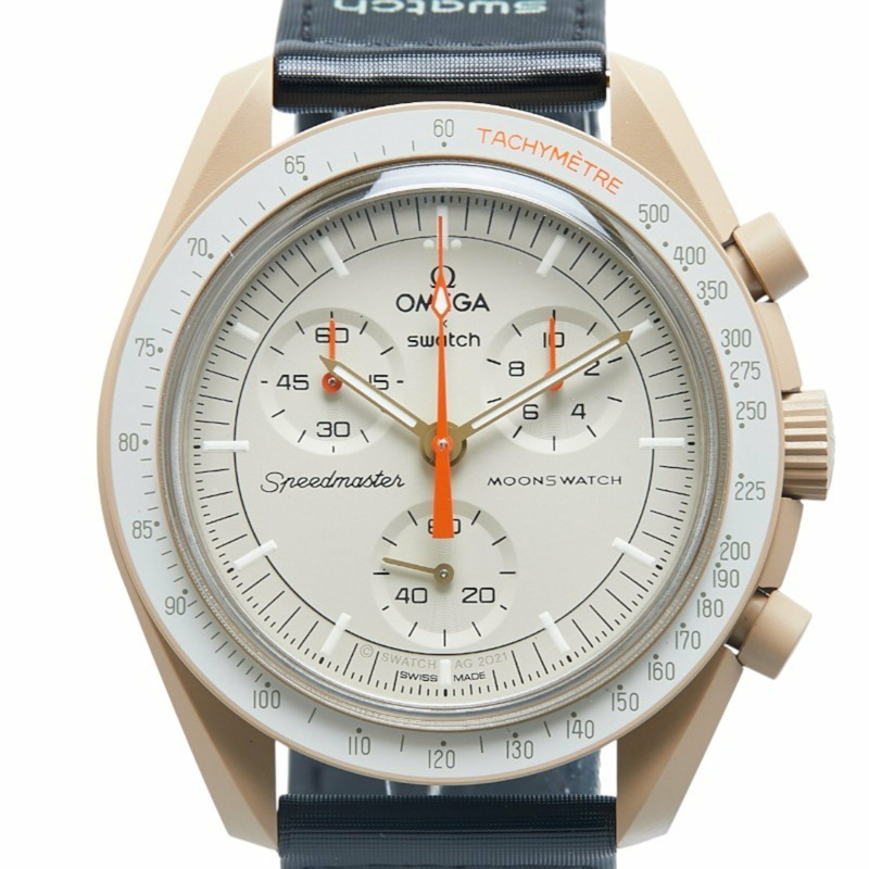 OMEGA x Swatch MoonSwatch 木星任務腕錶 SO33C100 石英機芯 米色錶盤 陶瓷 尼龍 男士-0