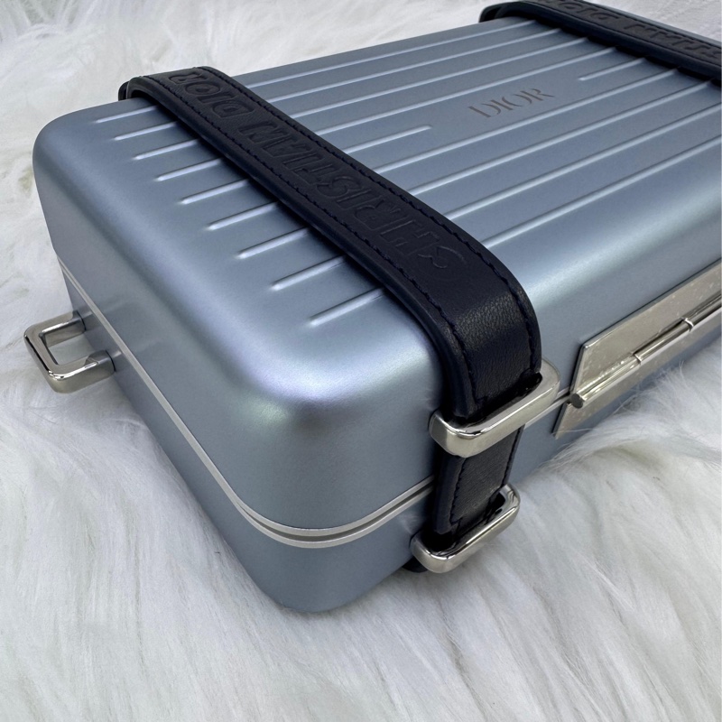 CHRISTIAN DIOR  X RIMOWA Aluminum Personal Clutch On Strap Bleu-4