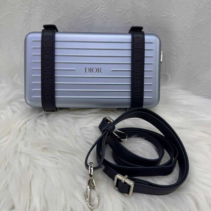 CHRISTIAN DIOR  X RIMOWA Aluminum Personal Clutch On Strap Bleu-10