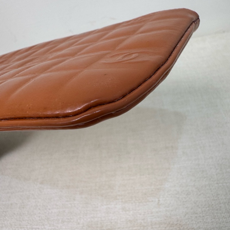 Chanel Chocolate Bar 橘色巧克力格手拿包-11