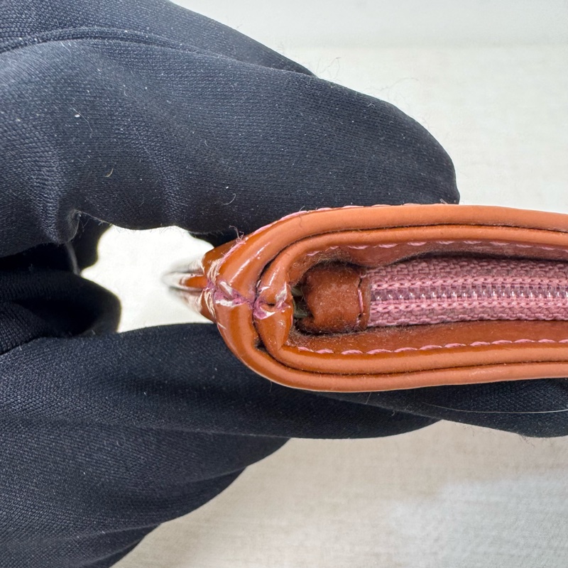 Chanel Chocolate Bar 橘色巧克力格手拿包-14