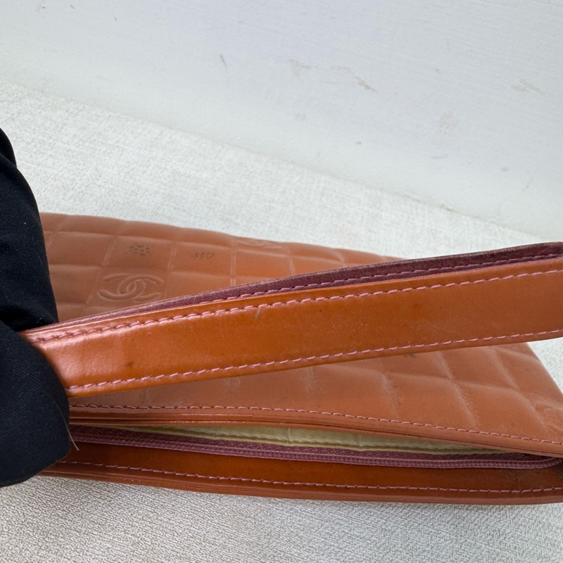 Chanel Chocolate Bar 橘色巧克力格手拿包-18