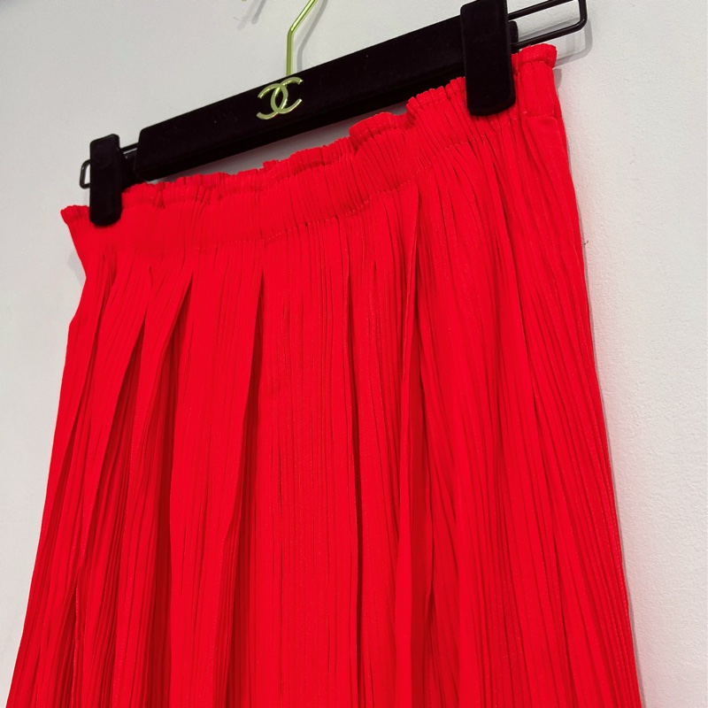 三宅一生pleats please橘紅色沙丘百褶長裙-3
