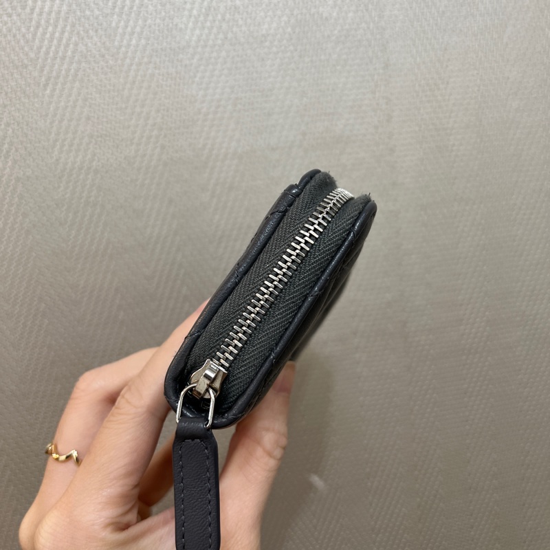 Chanel 深灰羊皮銀釦零錢卡包AP0216-3