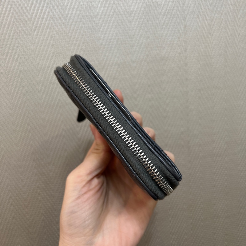 Chanel 深灰羊皮銀釦零錢卡包AP0216-4