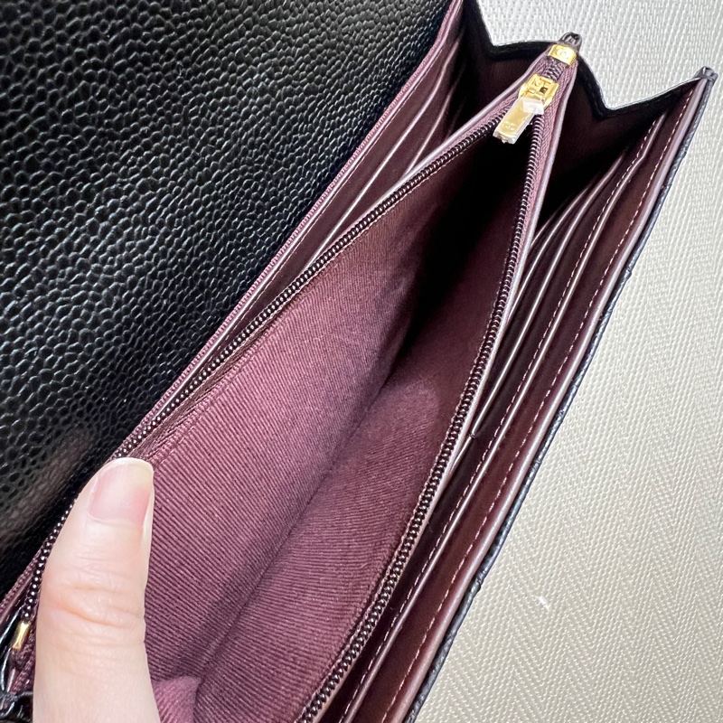 Chanel 黑荔枝皮金釦下蓋長夾AP0241-11