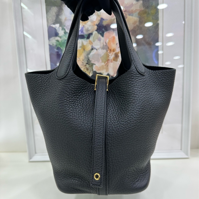 Hermes 愛馬仕 Picotin 18菜籃 黑金 B刻-1