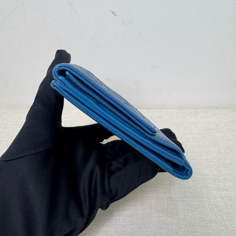 Chanel 藍 魚子醬短夾-5