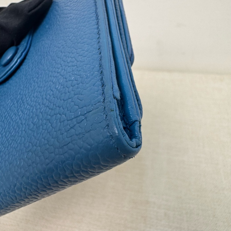 Chanel 藍 魚子醬短夾-14