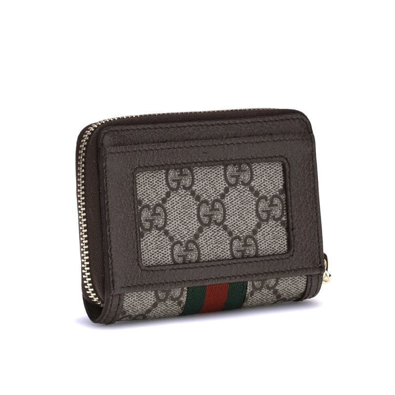 【GUCCI 古馳】Ophidia 老花 ㄇ字拉鍊 皮夾 卡片 零錢包 米色 烏木色 658552-2