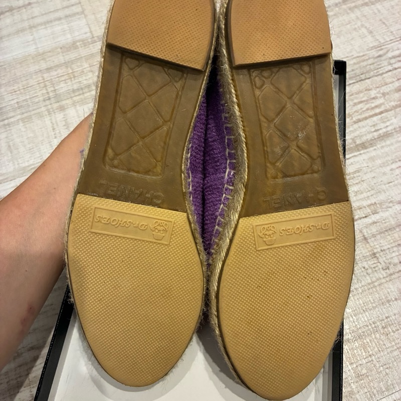 Chanel 香奈兒 草編鞋 漁夫鞋 鉛筆鞋 紫色 36號-16