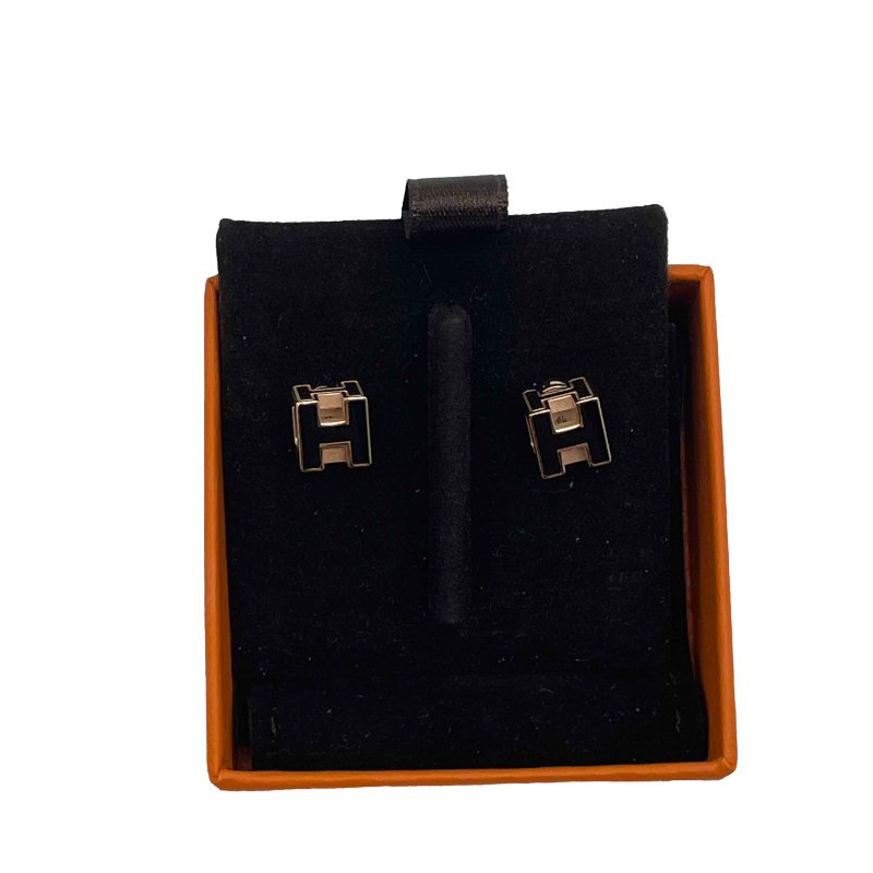 HERMES 黑金方型立體耳針-1