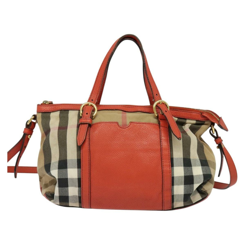 【日本直送】BURBERRY Nova 格紋手提包帆布兩用包米色橙金色正品 130859-1