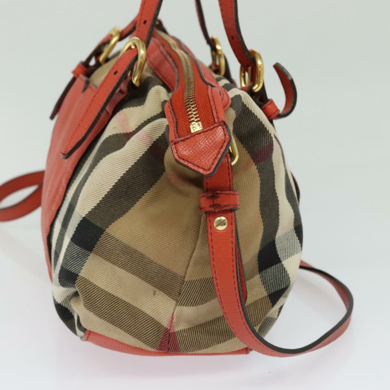 【日本直送】BURBERRY Nova 格紋手提包帆布兩用包米色橙金色正品 130859-2