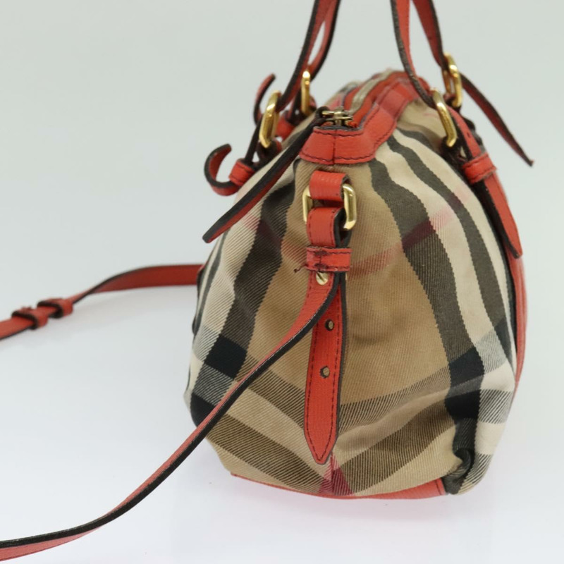 【日本直送】BURBERRY Nova 格紋手提包帆布兩用包米色橙金色正品 130859-3