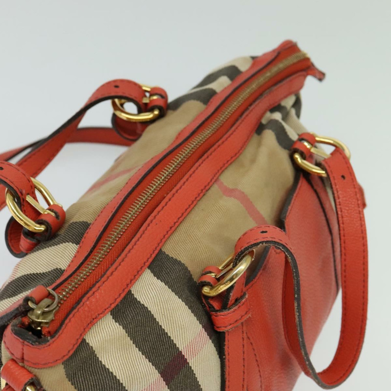 【日本直送】BURBERRY Nova 格紋手提包帆布兩用包米色橙金色正品 130859-5