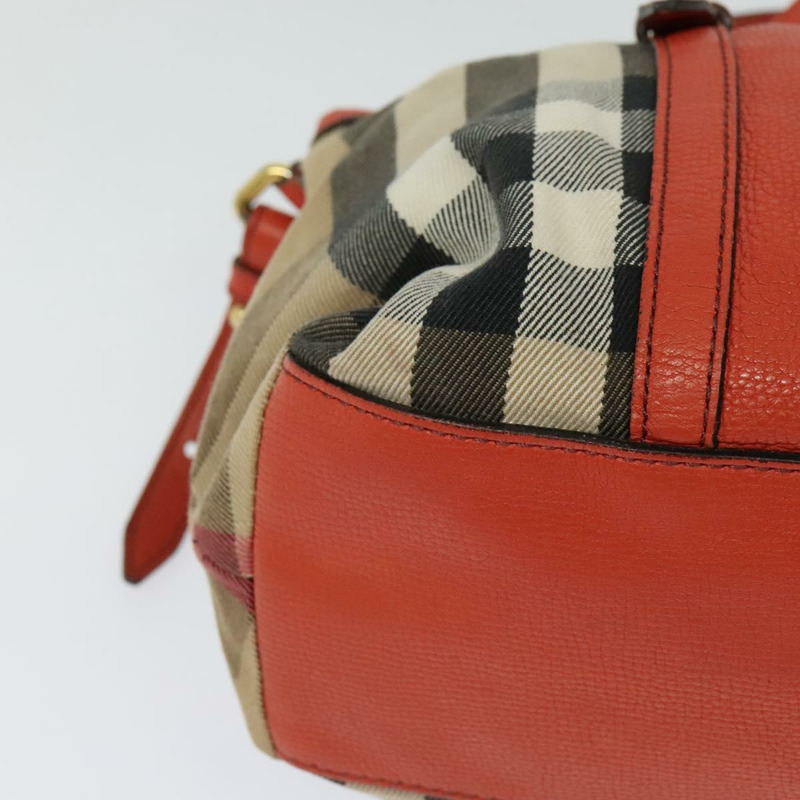 【日本直送】BURBERRY Nova 格紋手提包帆布兩用包米色橙金色正品 130859-16