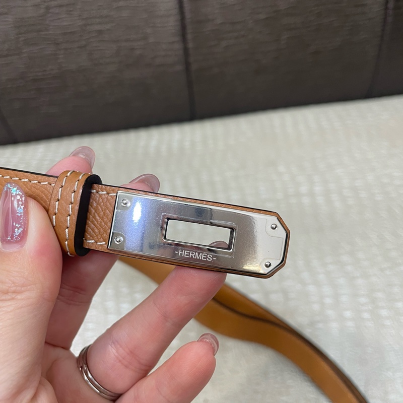 Hermes 金棕Epsom銀釦Kelly腰帶-1