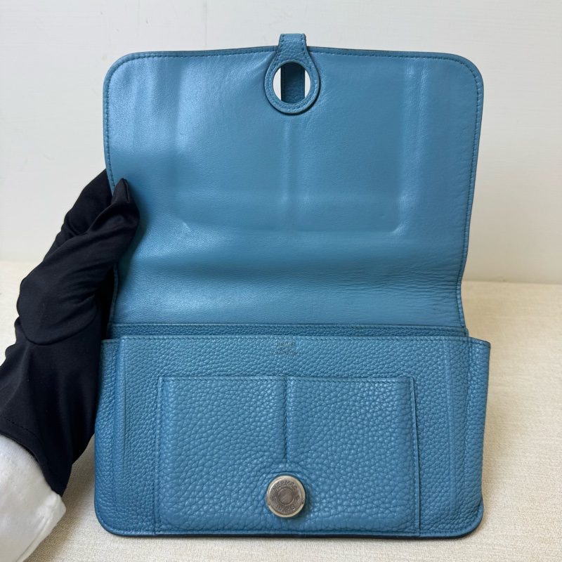 HERMÈS Béarn 牛仔藍長夾-4