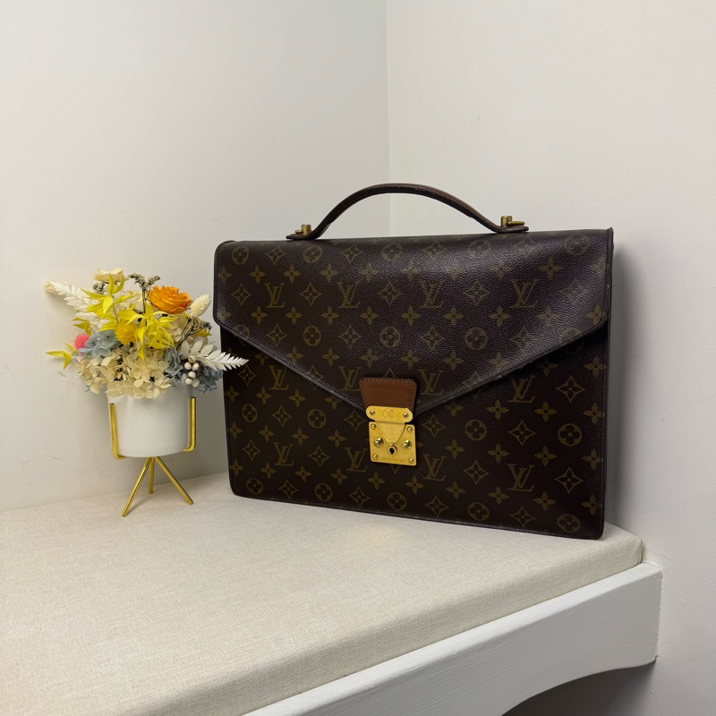 Louis Vuitton 紅皮老花 手提公事包-1