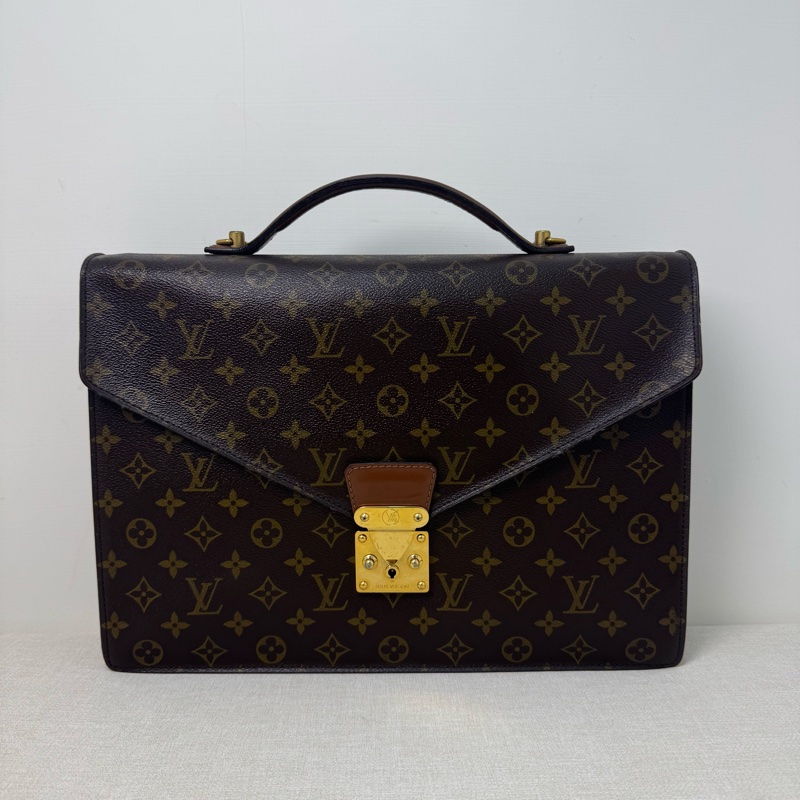 Louis Vuitton 紅皮老花 手提公事包-3