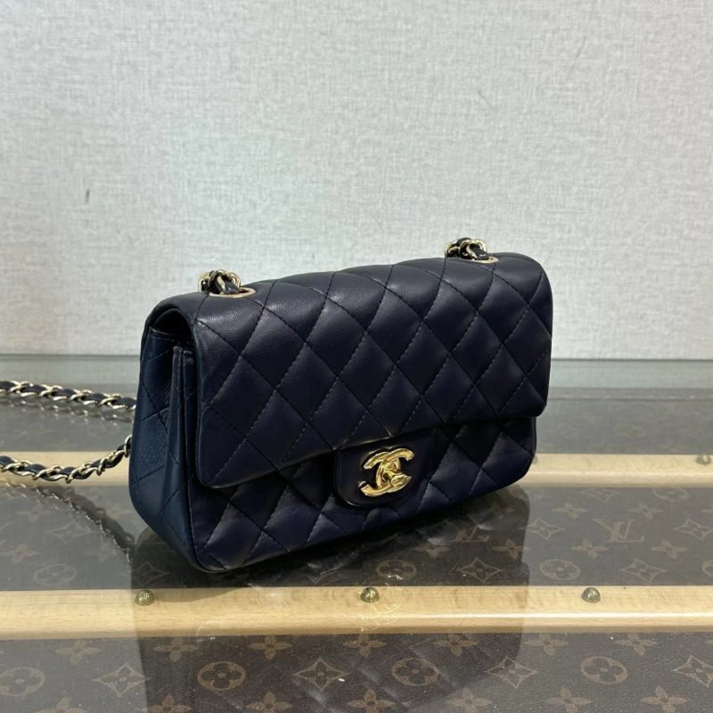 CHANEL 藍金CF大mini肩背斜背包 20*12*6 98新配件塵袋-1