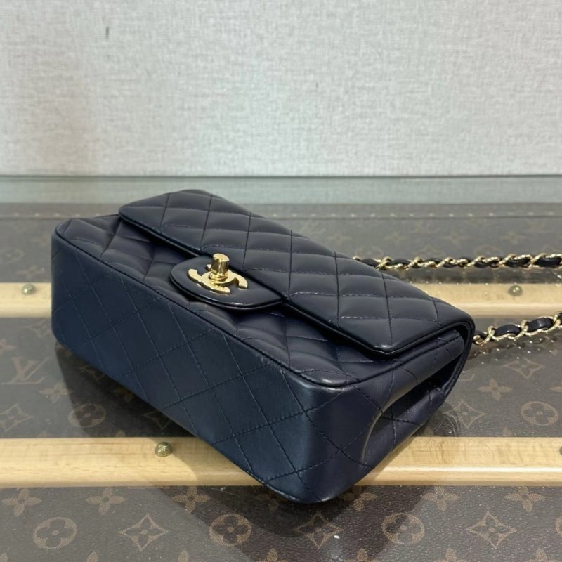 CHANEL 藍金CF大mini肩背斜背包 20*12*6 98新配件塵袋-4