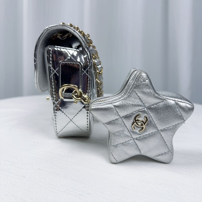 99新Chanel香奈兒24c銀色星星cf 大mini 鏡面星星, 全網沒幾只,超難買-4