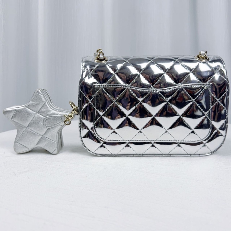 99新Chanel香奈兒24c銀色星星cf 大mini 鏡面星星, 全網沒幾只,超難買-6