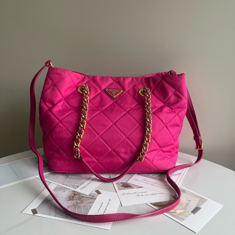 普拉達/Prada 玫粉色 降落傘 托特包 手提托特肩背包-0