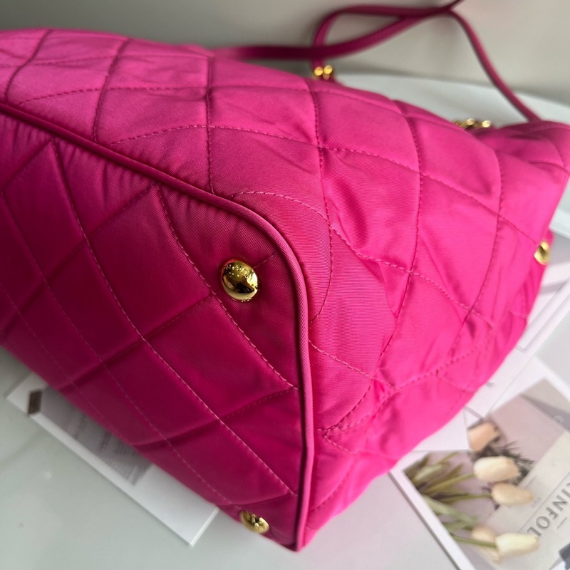 普拉達/Prada 玫粉色 降落傘 托特包 手提托特肩背包-4