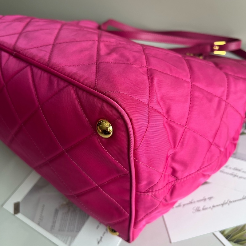 普拉達/Prada 玫粉色 降落傘 托特包 手提托特肩背包-6