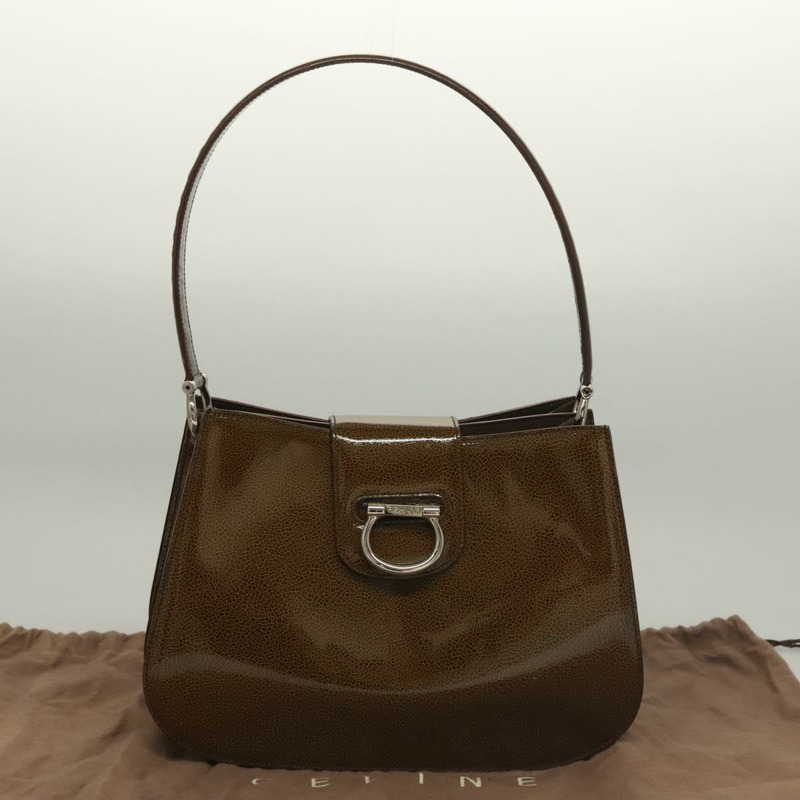 【日本直送】CELINE 漆皮單背包 卡其色 銀色 正品 ep9681-11