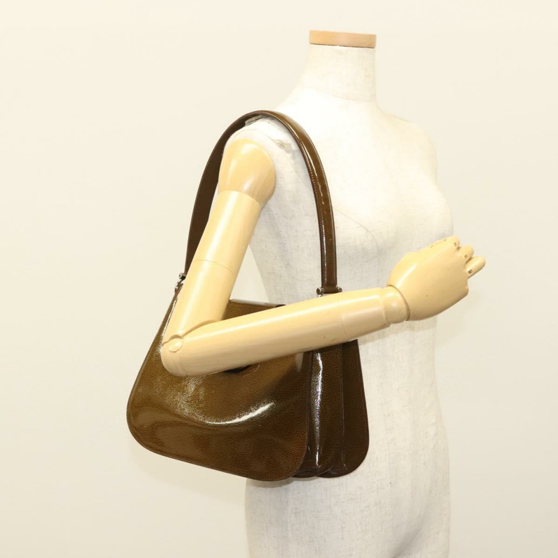 【日本直送】CELINE 漆皮單背包 卡其色 銀色 正品 ep9681-24