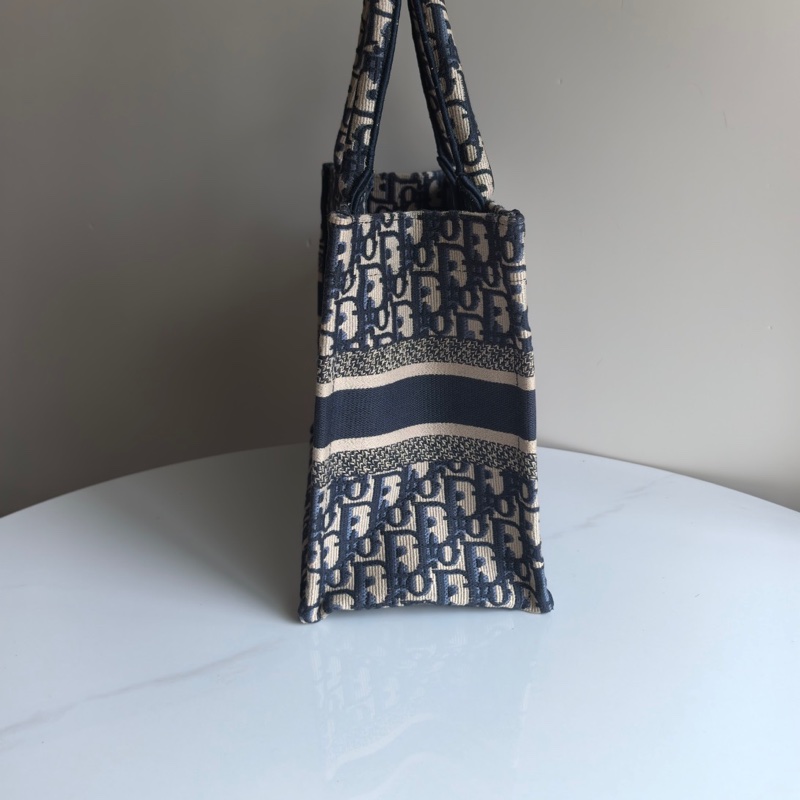 迪奧/Dior Book Tote 小號 藍色和白色 Reverse 茹伊印花刺繡 小號托特包-2