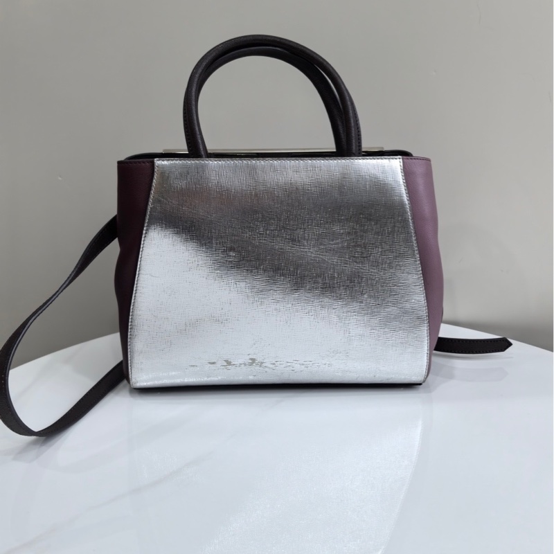 芬迪/Fendi 2jours系列限定紫紅拼色手提包 單肩斜背包-1