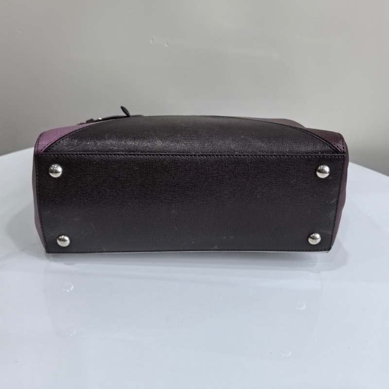 芬迪/Fendi 2jours系列限定紫紅拼色手提包 單肩斜背包-4