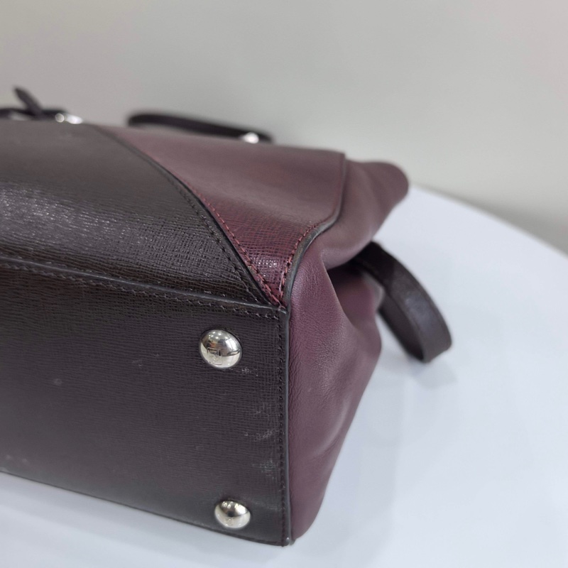 芬迪/Fendi 2jours系列限定紫紅拼色手提包 單肩斜背包-5