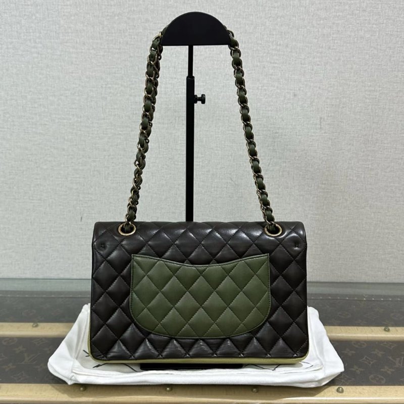 CHANEL CF三色金扣肩背斜背包 25*16*7 98新 配件塵袋保卡-5