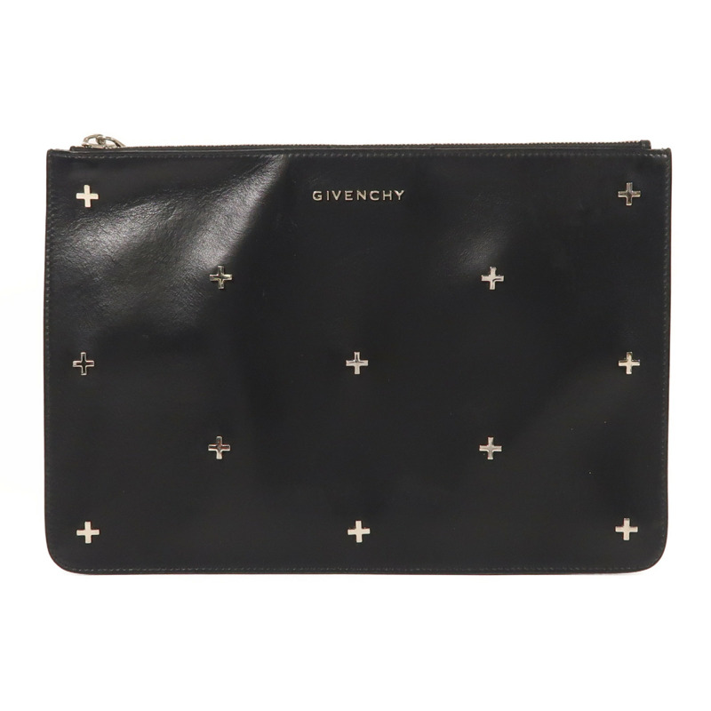 GIVENCHY 牛皮皮革Clutch銀扣手拿包-0