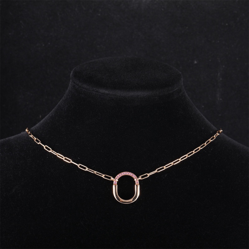 TIFFANY&CO(蒂芙尼) 18K玫瑰金 玫瑰金 Lock系列 掛鎖 彩寶 項鏈 小號 18K-0