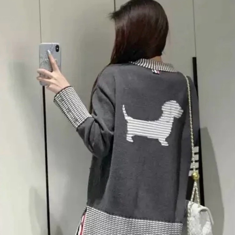 Thom Browne 男款 臘腸狗🐶  開衫 OS版 白色/灰色-4
