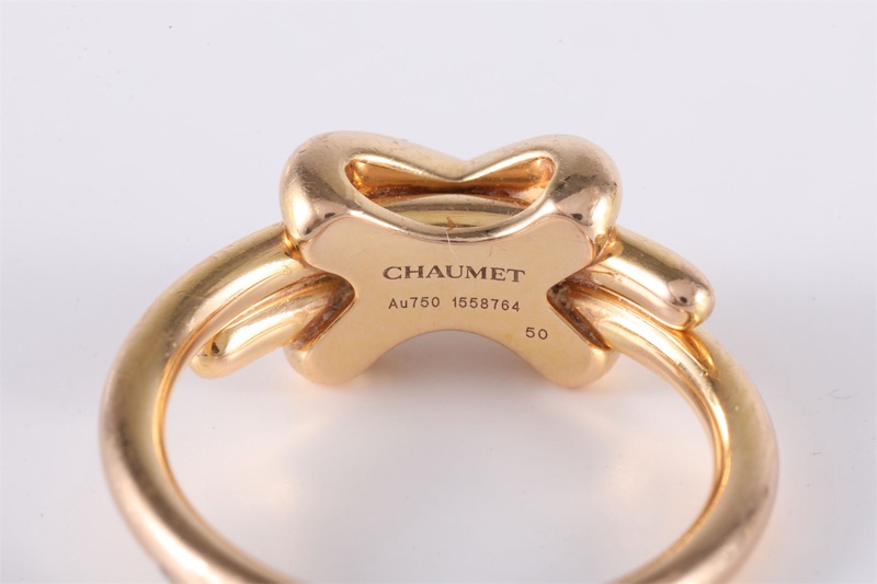 CHAUMET(尚美巴黎) Juxe De Liens 歡緣 小叉戒指 鑲鑽 18K玫瑰金/鑽石 50 玫瑰金 18K-5