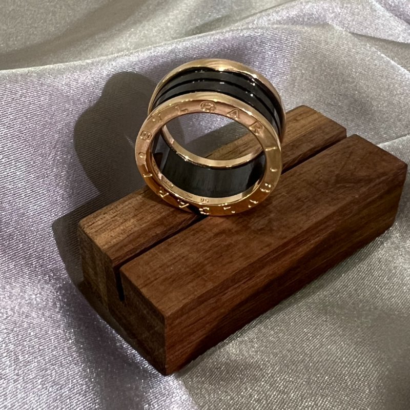 BVLGARI B.ZERO1 黑陶瓷雙環戒指56碼-4