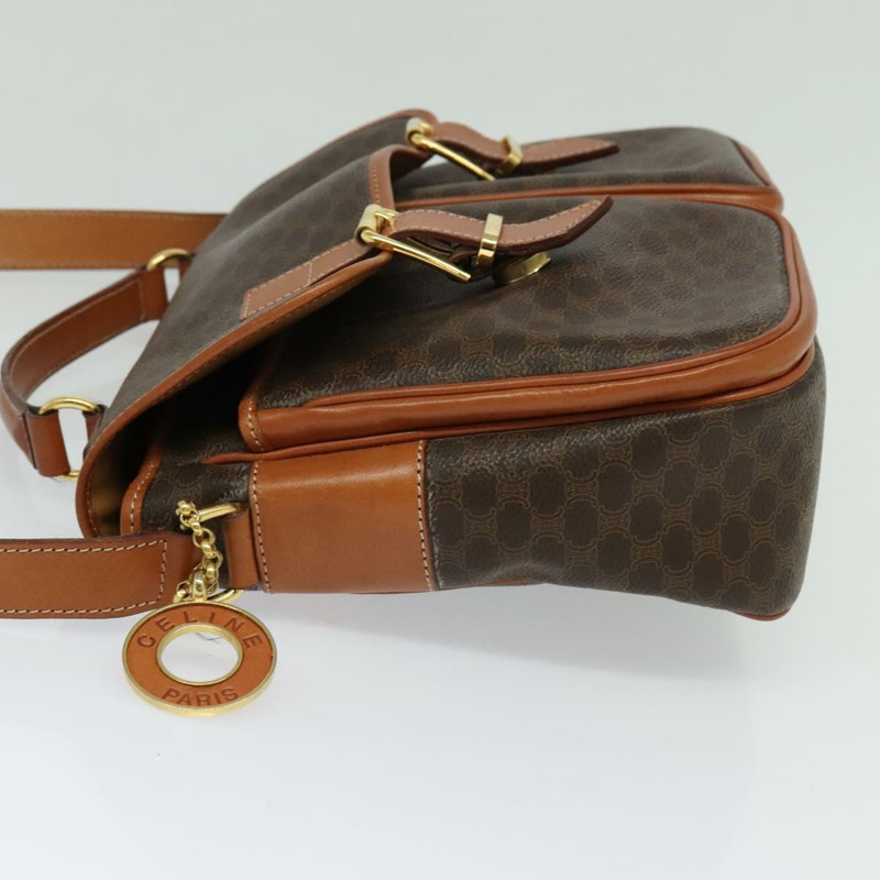 【日本直送】CELINE Macadam帆布手提包 PVC皮革 2way Brown Gold Auth 131464-2