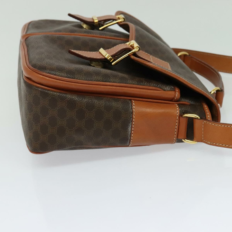 【日本直送】CELINE Macadam帆布手提包 PVC皮革 2way Brown Gold Auth 131464-3