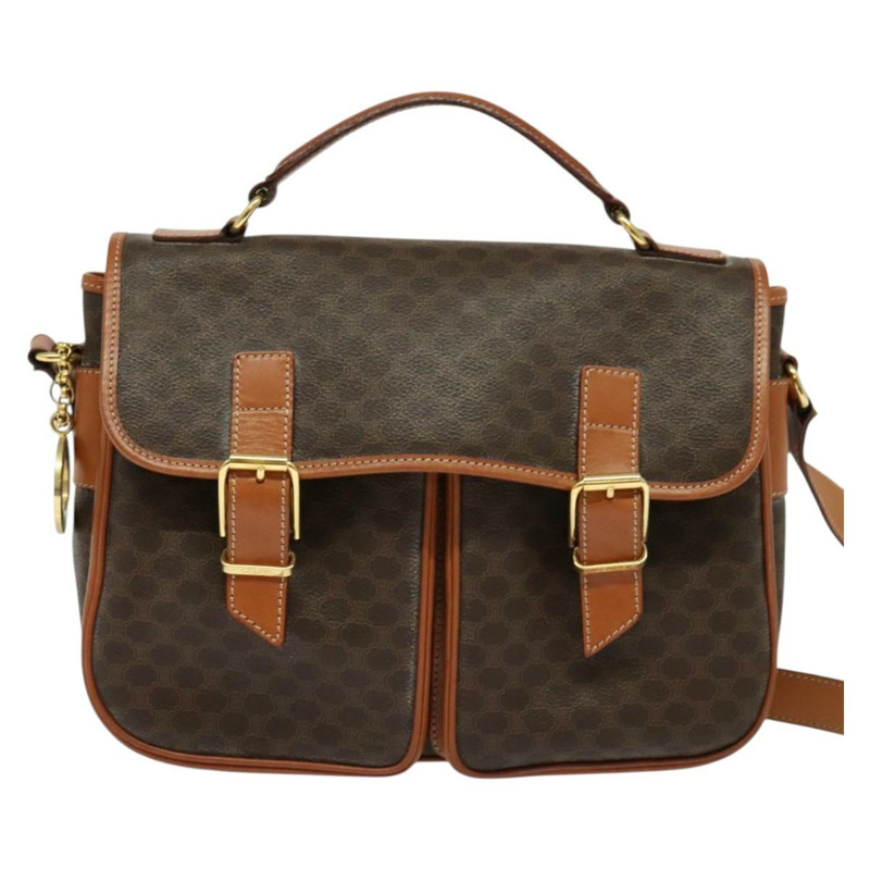 【日本直送】CELINE Macadam帆布手提包 PVC皮革 2way Brown Gold Auth 131464-12