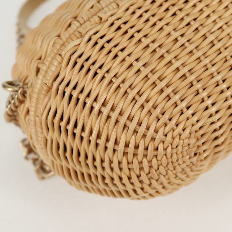 【日本直送】香奈兒藤編鏈條單肩包，米色金色雙C標誌，正品編號128491SV-15