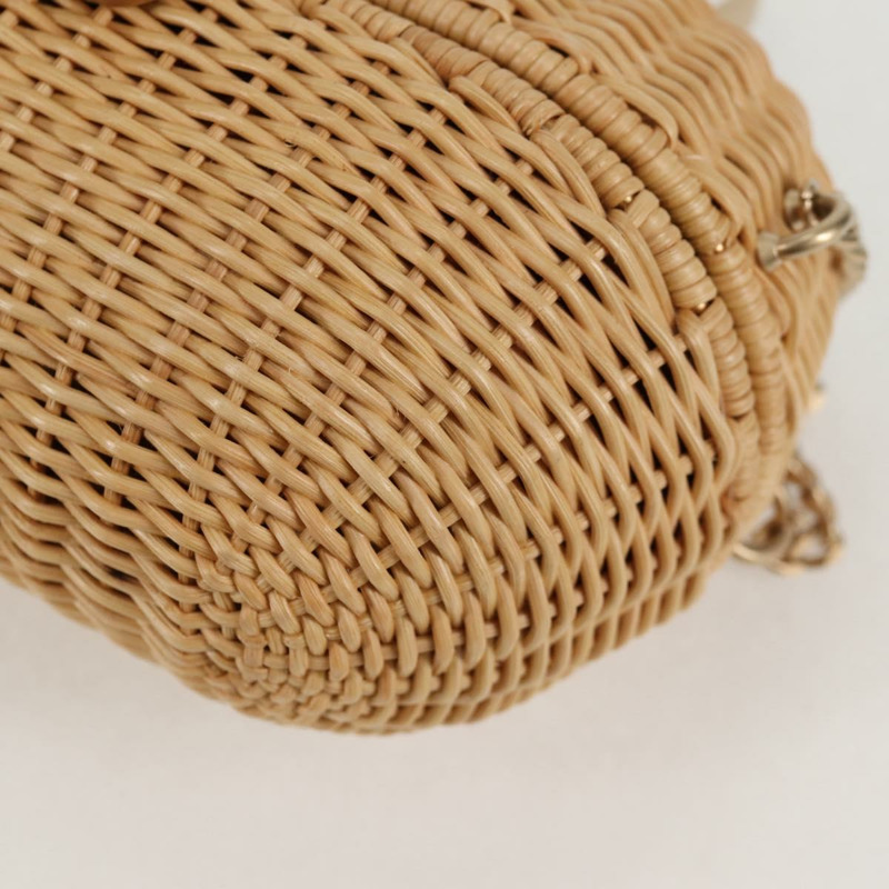 【日本直送】香奈兒藤編鏈條單肩包，米色金色雙C標誌，正品編號128491SV-16