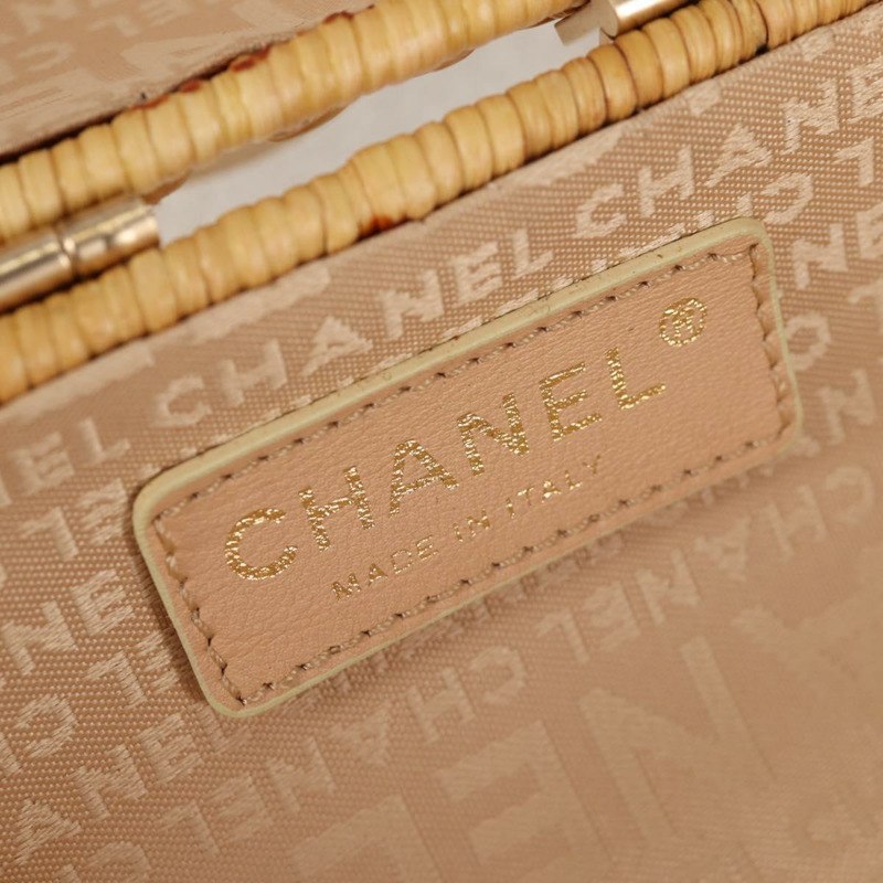 【日本直送】香奈兒藤編鏈條單肩包，米色金色雙C標誌，正品編號128491SV-24